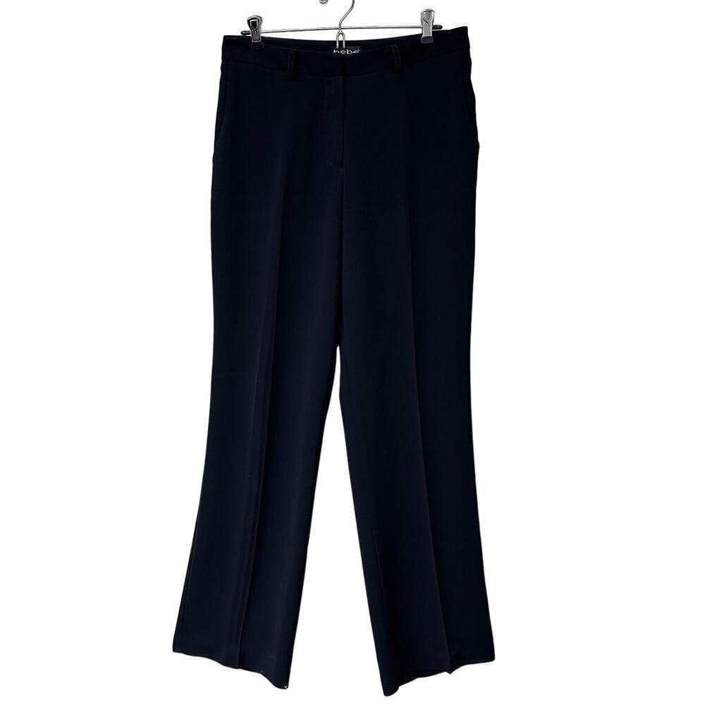 Bebe Women's Black Flared High Rise Pockets Trouser Dress Pants Size 10 Y2K